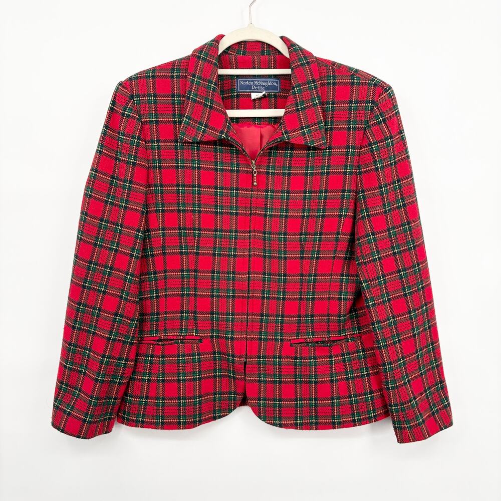 Norton McNaughton Petites Size 10P Vintage Plaid Jacket Blazer Wool Blend Tartan